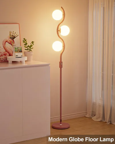 Miniatura 8 de Lightdot Lámpara de pie rosa regulable de 60 pulgadas, lámparas de pie de mediados de siglo con 3 bombillas G9 de 3000 K de color blanco cálido, 3
