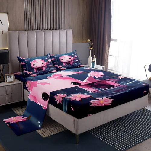 Miniatura 35 de Erosebridal Juego de sábanas de ballena náutica, tamaño individual, juego de ropa de cama vintage azul con ondas oceánicas para niños y niñas