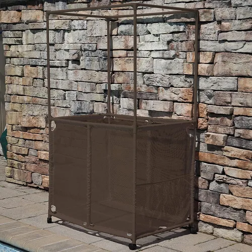 Miniatura 3 de Soporte para equipo de piscina con barras de secado de toallas, organizador de almacenamiento multiusos con ruedas de malla, colgador de toallas