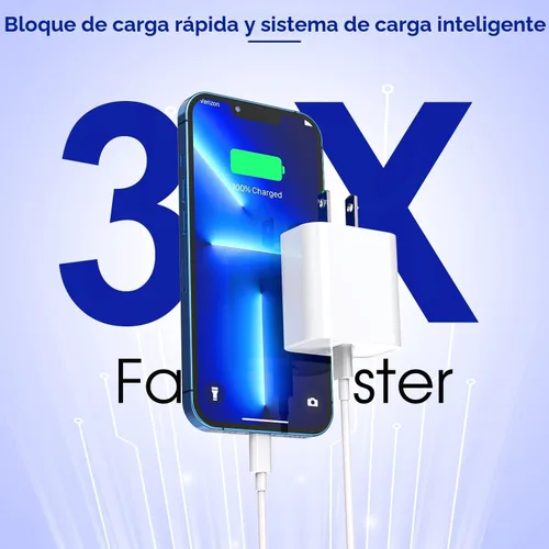 Miniatura 2 de Cargador rápido para iPhone de 10 pies, paquete de 3 unidades extra largo [certificado Apple MFi] Cargador de iPhone de carga rápida USB C a