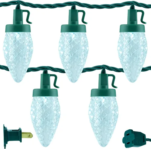 Miniatura 15 de YULETIME Tira de luces LED multicolor C9 fresa para Navidad, 68 pies 100 unidades con espaciado de 8" impermeable, luz de cadena festiva