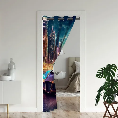 Miniatura 2 de Cortinas opacas para puerta de auto deportivo para puertas, juego deportivo de carreras de velocidad 3D, para armario de dormitorio de niños, ojales