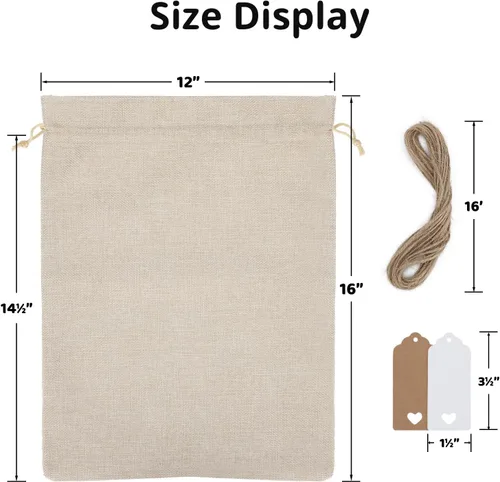 Miniatura 2 de Tapleap Bolsas de arpillera con cordón – 10 bolsas de recuerdo originales de 12 x 16 pulgadas para envolver regalos, panes, vino, para graduación