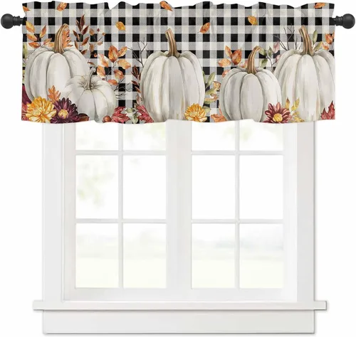 Miniatura 14 de Cortinas de cenefas a rayas blancas y azul marino para cocina, cafetería, cenefa de ventana de rayas modernas náuticas, cortinas cortas de 42 x 12