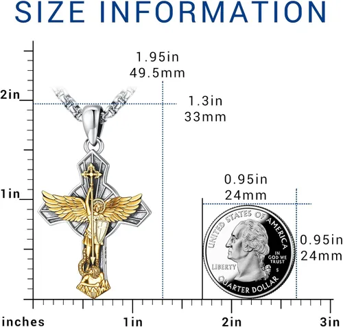 Miniatura 115 de Eusense San Miguel San Cristóbal San Benito San Judas Virgen María Collar chapado en oro 925 joyería religiosa para hombres y mujeres, collar