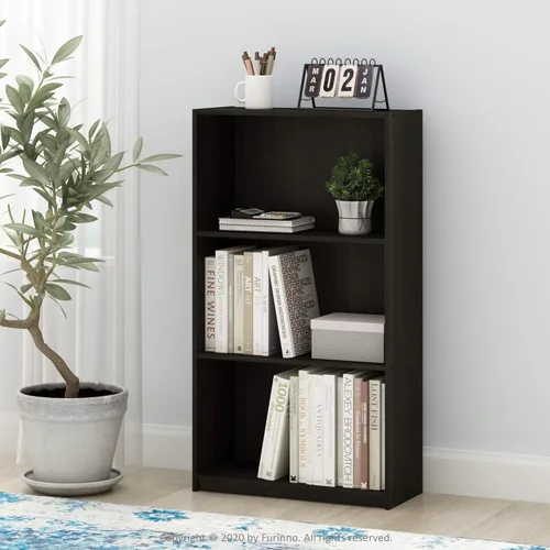 Miniatura 2 de Furinno Estantería básica de almacenamiento de libros de 3 niveles, Espresso