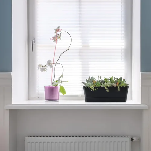 Miniatura 7 de Skelang Maceta rectangular de 3 piezas, maceta de flores de 12 pulgadas, contenedor para alféizar de ventana para suculentas, hierbas, verduras Negro