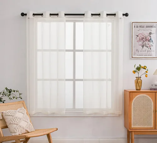 Miniatura 58 de PI - Cortinas traslúcidas con paneles pequeños, cortina transparente para ventana de cocina, mirador, 2 paneles