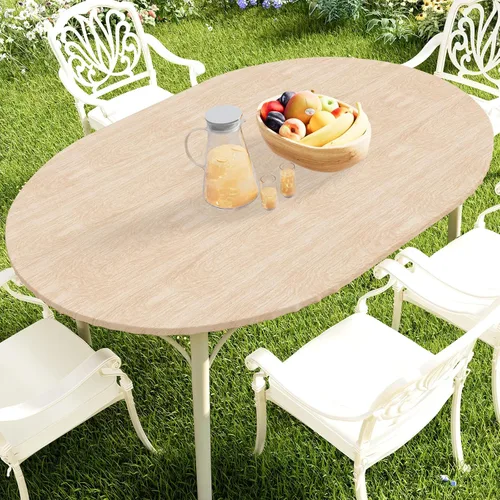 Miniatura 47 de Smiry Mantel redondo de pícnic, fundas de mesa elásticas impermeables para mesas de 18 a 24 pulgadas, manteles de vinilo con parte trasera