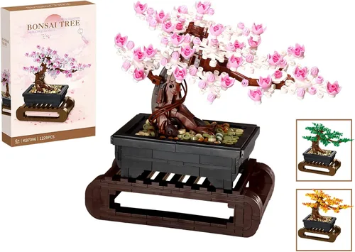 Juegos de construcción de árboles de cerezo, juegos de árboles bonsái Le-go para adultos, colección botánica 3 en 1, planta de bricolaje, regalo