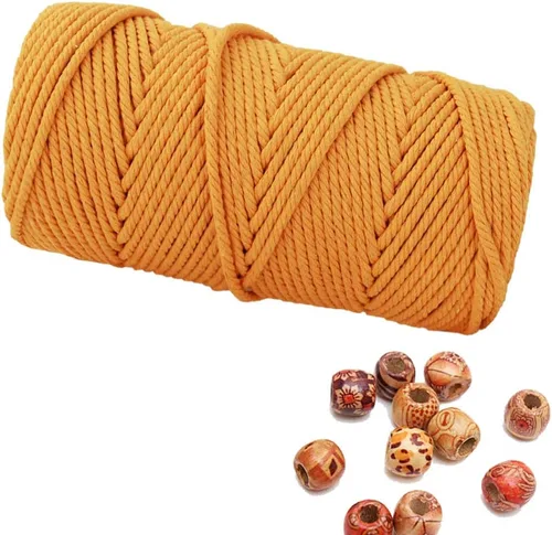 Miniatura 42 de Cordón de macramé de 1/64 pulgadas (0.157 in) de color rosa claro, hilo de algodón natural para tejer a mano a mano, 4 hebras para colgar