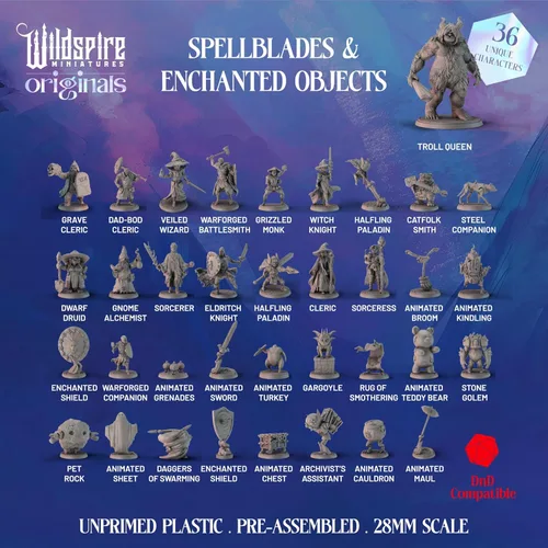 Miniatura 2 de Wildspire Spellblades y Objetos Encantados para Miniaturas DND 28mm-32mm - Personajes Jugador-Personajes, NPC a Granel - Minis D&D Sin Pintar