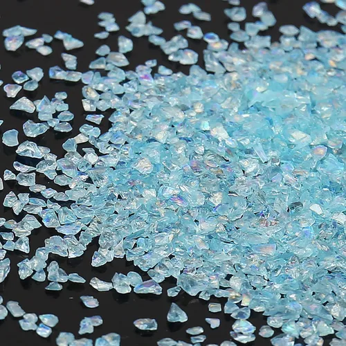 Chips de vidrio triturado irregulares, 3.53 onzas de piedras metálicas gruesas con purpurina para arte de uñas, relleno de molde de resina,