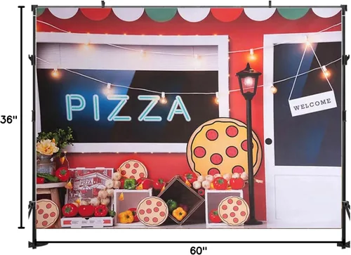 Miniatura 8 de Pizzería Fiesta de Cumpleaños Fondo de fotografía para niños, decoración de retratos, decoración de retratos, telón de fondo de vinilo para estudio