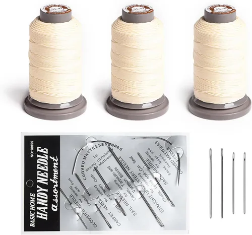 Miniatura 9 de WUTA Juego de agujas de coser a mano de hilo encerado, suministros de costura de cuero para tapicería del hogar, bolsas de lona de cuero, sofá
