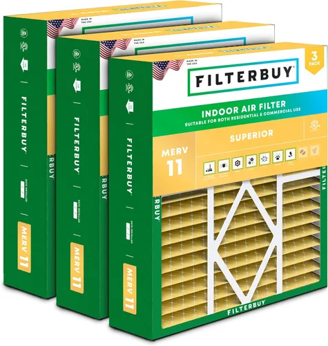 Miniatura 12 de Filterbuy Filtro de aire MERV 11 de 10 x 17 x 2 pulgadas para defensa de mascotas y alergias (paquete de 3), filtros exteriores plisados