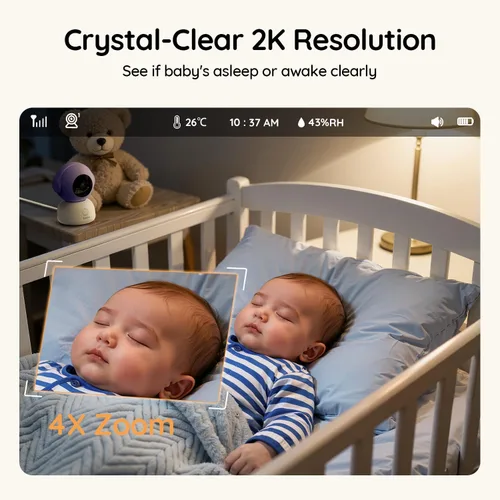 Miniatura 8 de BOIFUN Monitor Wi-Fi para bebés con cámara y audio, APP compatible con smartphones, visión nocturna HD 2K con pantalla de 5", seguimiento automático