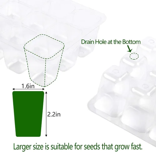 Miniatura 6 de Bandeja de inicio de semillas, juego de 6 juegos de plántulas con cúpula de humedad ajustable, kit de inicio de plantas para el cultivo de semillas