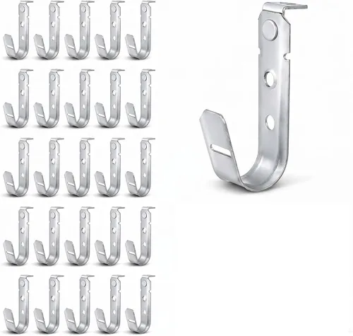 Miniatura 9 de Zonon 1 Pcs J Hooks Ceiling Mount Metal J Hooks Support Heavy Duty G60 Galvanized Steel Cable Management for Hanging Attaching to Vertical Surfaces