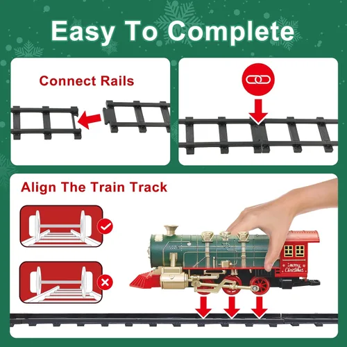 Miniatura 5 de Juego de tren eléctrico para niños de 4 a 8 años con vapor real, luces y sonidos, juego completo de tren de juguete con autos y pistas, fácil