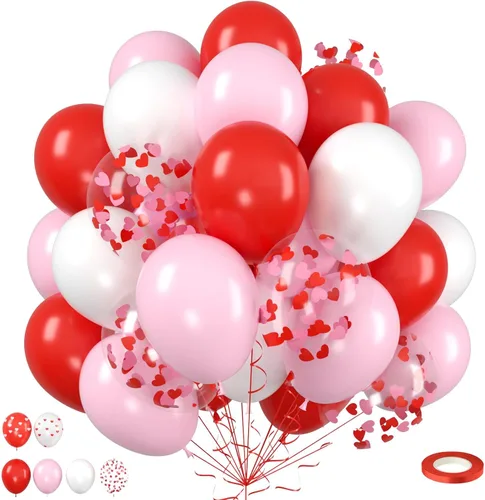Miniatura 26 de Globo Rojo Blanco Azul, 50 unidades de 12 pulgadas, globos de látex azul marino, rojo rubí oscuro, confeti dorado metálico para baby shower