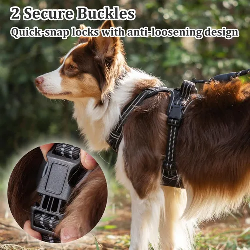 Miniatura 5 de Arnés de chaleco para perros - Acolchado ajustable reflectante con diseño fácil de poner y accesorio de correa (S, negro)