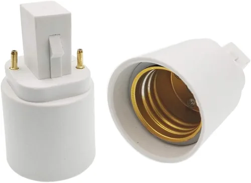 Miniatura 4 de Adaptador G24d a E26/E27 (no GY24d) Adaptador de enchufe CFL de 2 pines de 0.858 in G24 a E26/E27, convertidor de base de lámpara GX24d a E26/E27