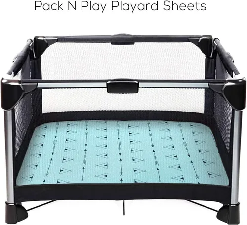 Miniatura 4 de Sábanas Pack n Play, BROLEX Juego de 2 Sábanas para Minicuna, Juego de Sábanas Ajustables Elásticas Portátiles para Corralito, Funda de Colchón