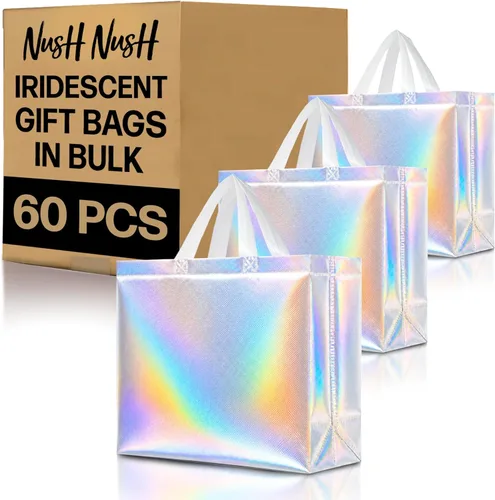 Miniatura 58 de Nush Nush Bolsas de regalo de color azul aguamarina de gran tamaño – Juego de 30 bolsas de regalo azul claro brillante con asas a granel – Bolsa