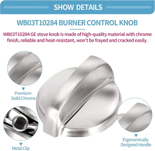 Miniatura 3 de Paquete de 5 perillas WB03T10284 para hornos GE, 191D5100, perillas de estufa compatibles con la gama GE, estufa, horno, reemplaza 1373043 AP4346312