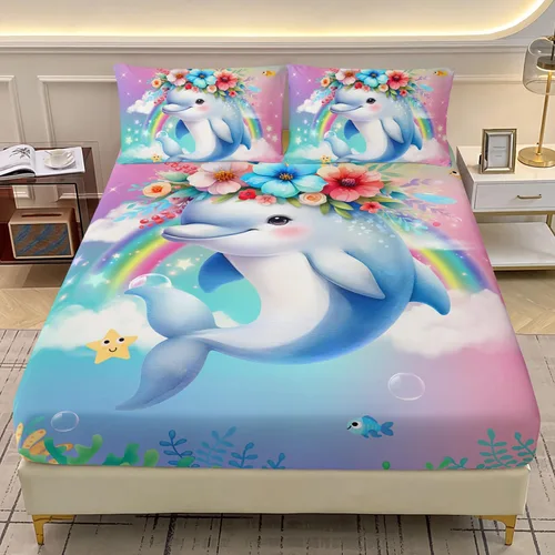 Miniatura 16 de AILONEN Axolotl - Juego de sábanas bajeras para niños, tamaño individual XL, color rosa y azul degradado kawaii, lindas sábanas de fresa salamandra