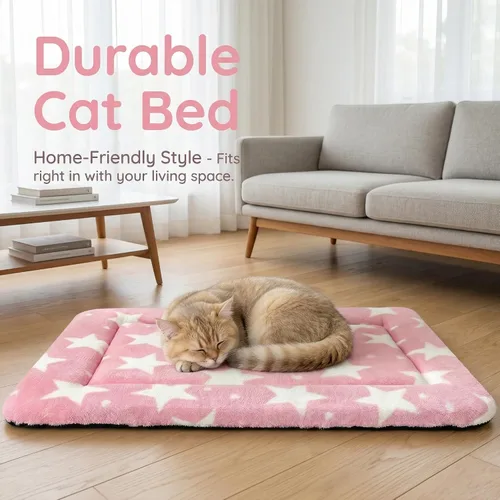 Miniatura 7 de Tapete de cama para gatos y perros, tapete reversible para jaula de perro, suave y transpirable, cama duradera para perros y gatos extra pequeños