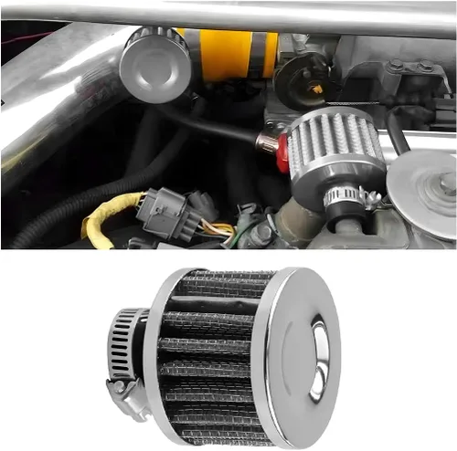 Miniatura 9 de BESULEN Filtro de admisión de aire y respiradero, filtro de aire frío universal de 0.47 pulgadas, filtro de admisión de aire de ventilación turbo
