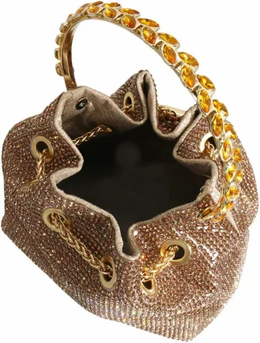 Miniatura 6 de DJBM Bolso de mano con diamantes de imitación para mujer, bolso de mano de noche para mujer, fiesta, graduación, cóctel, boda