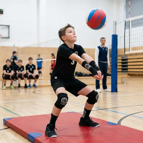 Miniatura 9 de Equipo de voleibol para jóvenes - Rodilleras, mangas para brazos, calcetines y bolsa con cordón para jóvenes, adolescentes y niñas en entrenamiento