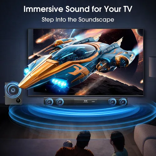 Miniatura 4 de Barra de sonido de 2.1 canales con subwoofer con cable, Dolby Audio Barra de sonido de TV desmontable de 35 pulgadas, Bluetooth, HDMI-ARC, óptico