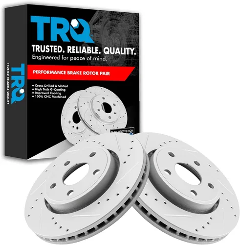 Miniatura 70 de TRQ Juego de rotores de freno de rendimiento trasero con revestimiento G premium compatible con Mazda 6 2014-2021