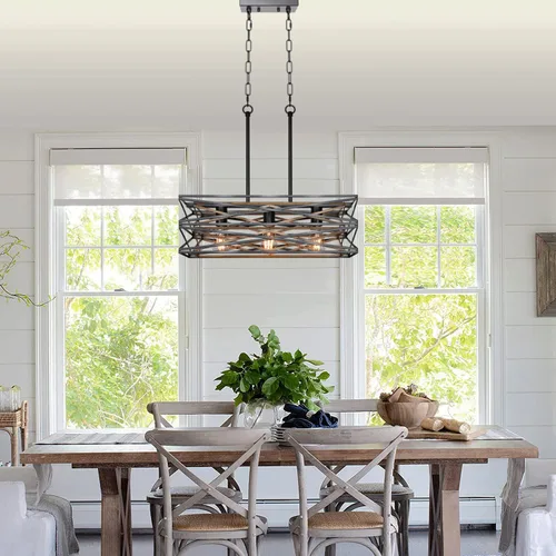Miniatura 2 de Sigaitwei Lámpara de comedor de granja de 21 pulgadas, iluminación de isla de cocina de 3 luces, lámpara industrial para comedor, sobre mesa