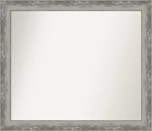 Miniatura 350 de Amanti Art Espejo de baño plateado para sobre el fregadero, 24 x 24 pulgadas, espejo cuadrado de peltre forjado a medida, marco de madera casual