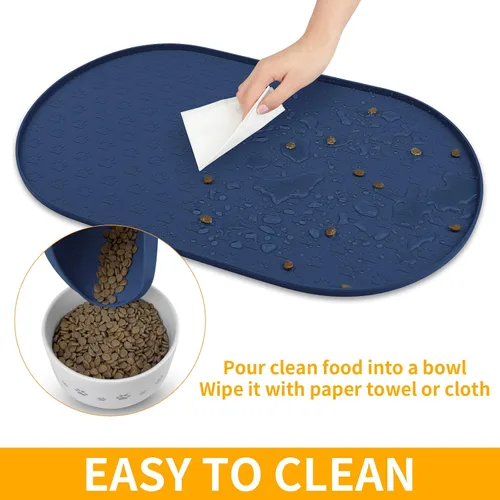 Miniatura 5 de KPWACD Alfombrilla de alimentación para mascotas para perros y gatos, alfombrilla de silicona antideslizante impermeable para perros, bandeja
