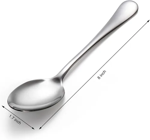 Miniatura 2 de Juego de 30 cucharadas grandes de acero inoxidable de grado alimenticio de 8 pulgadas, cuchara de sopa de metal para el hogar, cocina o restaurante