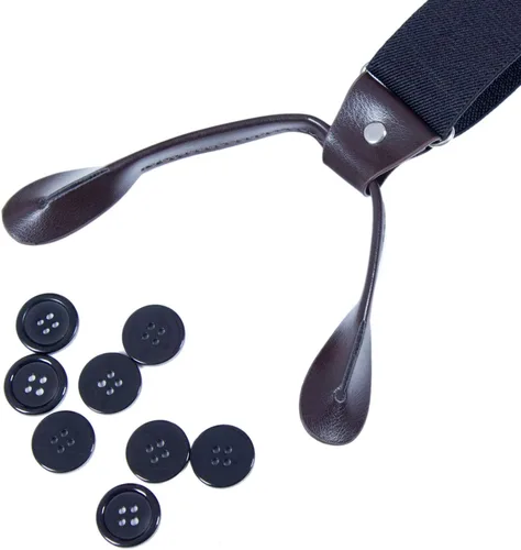 Miniatura 3 de AWAYTR Tirantes de botón marrón para hombre, tirantes elásticos ajustables en forma de Y
