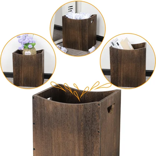 Miniatura 7 de Vrisa Basurero rectangular de madera de 5.3 galones con asas integradas, pequeño bote de basura para dormitorio, oficina, cocina, baño, debajo