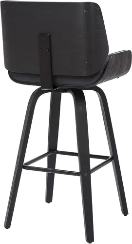 Miniatura 6 de Armen Living Tyler - Taburete giratorio de piel sintética gris y madera negra de 26 pulgadas de altura de mostrador Gris / Negro