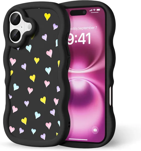 Miniatura 117 de Compatible con iPhone SE/8/7 Funda para Mujeres y Niñas, Marco Ondulado Rizado con Patrón Lindo, Estética Delgada Suave Silicona TPU Parachoques