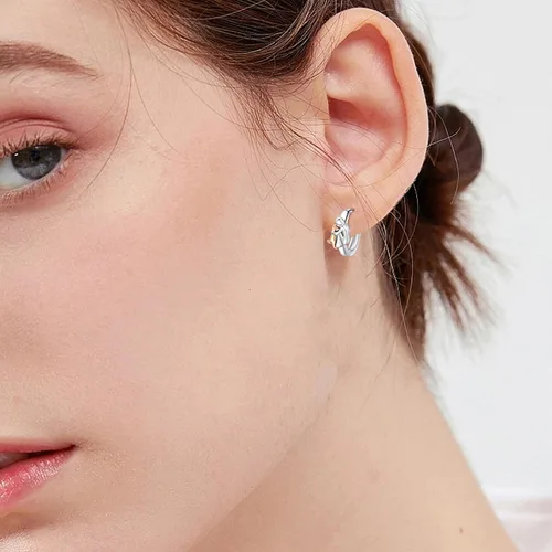 Miniatura 3 de Aretes de plata de ley 925 para perros, lindos aretes de perrito con diseño de animales, regalos de joyería para mujeres, niñas, amantes