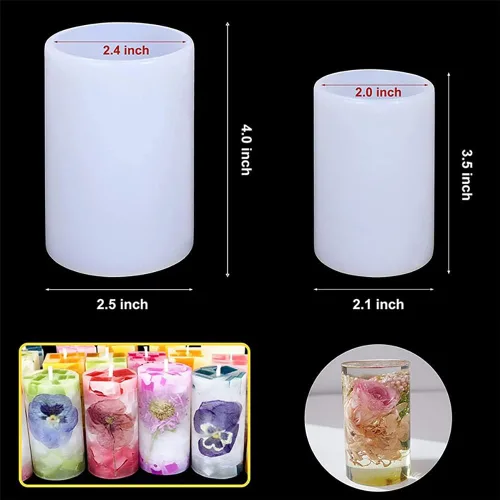 Miniatura 6 de Katutude Paquete de 5 moldes para velas cilíndricas, moldes de silicona 3D para velas perfumadas de bricolaje, jabón hecho a mano, cera