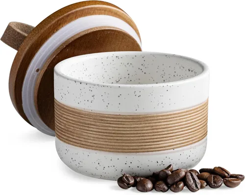 Miniatura 25 de Miamolo Tarro pequeño de cerámica con tapa, recipiente de café, recipiente de café, tarros de almacenamiento de alimentos para bolsa de té