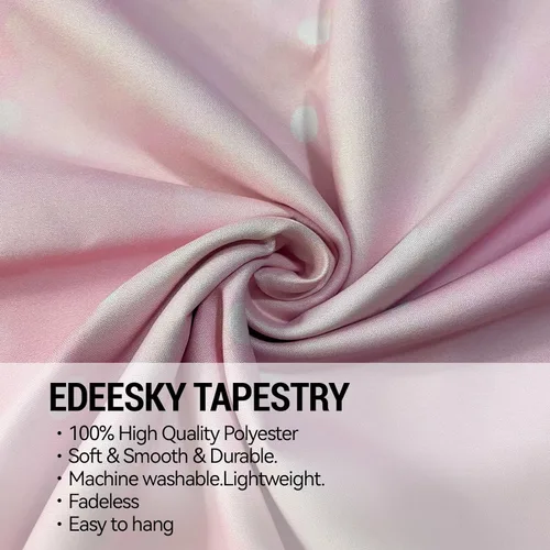 Miniatura 4 de XSHANG Tapiz de nube rosa para decoración de dormitorio, decoración estética del hogar para telón de fondo, bonitos tapices de cielo blanco y cielo