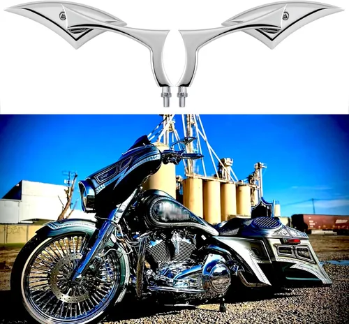 Miniatura 10 de 8 mm 10 mm Espejos retrovisores laterales negros para motocicletas Blade Compatibles con Harley Sportster Custom Iron 883 Road King Street Softail